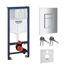 Инсталляция для унитаза Grohe Rapid SL 38536001 с клавишей Grohe Skate Cosmopolitan 38732000 хром (с шумоизоляцией)