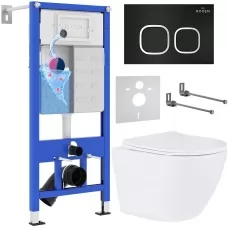 Унитаз с инсталляцией Roxen StounFix Dual Fresh 968377 клавиша смыва Santi 410280B + Antares Tornado 530205-01