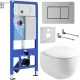 Унитаз с инсталляцией Roxen StounFix Dual Fresh 6 в 1 968442 с унитазом EGG 530170-01 и клавишей смыва Steel 420280S сатин