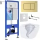 Унитаз с инсталляцией Roxen StounFix Dual Fresh 6 в 1 968463 с унитазом Antares Tornado 530205-01 и клавишей смыва Steel 420280GB брашированное золото
