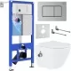 Унитаз с инсталляцией Roxen StounFix Dual Fresh 6 в 1 968424 с унитазом Antares Bidet 530185-01X и клавшей смыва Steel 420280S сатин
