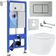 Унитаз с инсталляцией Roxen StounFix Dual Fresh 6 в 1 968421 с унитазом Antares 530185-02 и клавшей смыва Steel 420280S сатин