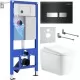 Унитаз с инсталляцией Roxen StounFix Dual Fresh 6 в 1 968523 с унитазом Martin 530220-02 и клавшей смыва Glass 430280B черная / хром