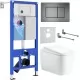 Унитаз с инсталляцией Roxen StounFix Dual Fresh 6 в 1 968521 с унитазом Martin 530220-02 и клавшей смыва Steel 420280G сталь