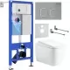 Унитаз с инсталляцией Roxen StounFix Dual Fresh 6 в 1 968517 с унитазом Martin 530220-02 и клавшей смыва Santi 410280M светло-серая