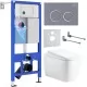 Унитаз с инсталляцией Roxen StounFix Dual Fresh 6 в 1 968512 с унитазом Martin 530220-02 и клавшей смыва Santi 410260DG серый бетон