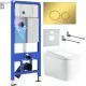 Унитаз с инсталляцией Roxen StounFix Dual Fresh 6 в 1 968513 с унитазом Martin 530220-02 и клавшей смыва Santi 410260G золото