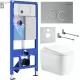 Унитаз с инсталляцией Roxen StounFix Dual Fresh 6 в 1 968510 с унитазом Martin 530220-02 и клавшей смыва Santi 410260M светло-серая