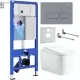 Унитаз с инсталляцией Roxen StounFix Dual Fresh 6 в 1 968505 с унитазом Martin 530220-02 и клавшей смыва Caspia 410280DG серый бетон