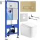 Унитаз с инсталляцией Roxen StounFix Dual Fresh 6 в 1 968506 с унитазом Martin 530220-02 и клавшей смыва Caspia 410280GB золото