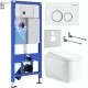 Унитаз с инсталляцией Roxen StounFix Dual Fresh 6 в 1 968507 с унитазом Martin 530220-02 и клавшей смыва Santi 410260W белый