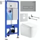 Унитаз с инсталляцией Roxen StounFix Dual Fresh 6 в 1 968503 с унитазом Martin 530220-02 и клавшей смыва Caspia 410280M светло-серая