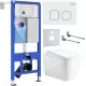 Унитаз с инсталляцией Roxen StounFix Dual Fresh 6 в 1 968514 с унитазом Martin 530220-02 и клавшей смыва Santi 410280W белый