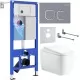 Унитаз с инсталляцией Roxen StounFix Dual Fresh 6 в 1 968519 с унитазом Martin 530220-02 и клавшей смыва Santi 410280DG серый бетон