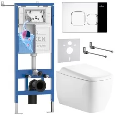Унитаз с инсталляцией Roxen StounFix Dual Fresh 6 в 1 968516 с унитазом Martin 530220-02 и клавшей смыва Santi 410280CH хром