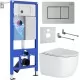 Унитаз с инсталляцией Roxen StounFix Dual Fresh 6 в 1 968489 с унитазом Vortex 530160-01 и клавшей смыва Steel 420280S сатин