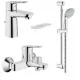 Смеситель для ванны Grohe Bau Edge: 23328000+23334000+27853001+27596000, 118389 хром (комплект)