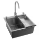 Кухонная мойка Futur FK 5050 Eco Embossing Pop-up Mixer plus со смесителем (Satin)