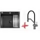 Кухонная мойка Futur FK 6050 Eco Embossing Pop-up (Black Nano) Mixer plus RAGLO R86.41.09
