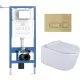 Унитаз с инсталляцией Roxen StounFix Dual Fresh 6 в 1 979006 с унитазом Vine Tornado 530225-01 и клавишей смыва Caspia 410280GB брашированное золото