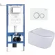 Унитаз с инсталляцией Roxen StounFix Dual Fresh 6 в 1 979007 с унитазом Vine Tornado 530225-01 и клавишей смыва Santi 410260W белый