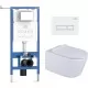 Унитаз с инсталляцией Roxen StounFix Dual Fresh 6 в 1 979000 с унитазом Vine Tornado 530225-01 и клавишей смыва Caspia 410280W белый