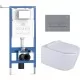 Унитаз с инсталляцией Roxen StounFix Dual Fresh 6 в 1 979005 с унитазом Vine Tornado 530225-01 и клавишей смыва Caspia 410280DG серый бетон
