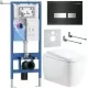 Унитаз с инсталляцией Roxen StounFix Dual Fresh 968525 с унитазом 530220-02 и клавишей смыва Glass 430280B с аромадозатором