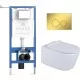 Унитаз с инсталляцией Roxen StounFix Dual Fresh 6 в 1 979013 с унитазом Vine Tornado 530225-01 и клавишей смыва Santi 410260G золото