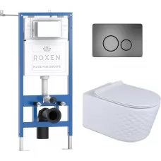 Унитаз с инсталляцией Roxen StounFix Dual Fresh 6 в 1 979020 с унитазом Vine Tornado 530225-01 и клавишей смыва Steel 420260G сталь