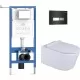 Унитаз с инсталляцией Roxen StounFix Dual Fresh 6 в 1 979025 с унитазом Vine Tornado 530225-01 и клавишей смыва Glass 430280B черный/хром