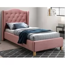Кровать SIGNAL ASPEN VELVET BLUVEL 52 античный розовый/дуб, 90/200 