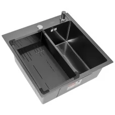 Кухонная мойка Arfeka ECO AR 500*500, коландер G, BLACK DECOR