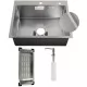 Кухонная мойка Schtoff Best Decor Silver 5550, коландер металл K-1 BLACK, дозатор SD-1 SILVER, комплект 