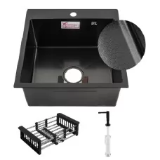 Кухонная мойка Schtoff Best Decor Black 4550, коландер KR-1 ..