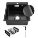 Кухонная мойка Schtoff Best Decor Black 4550, коландер KR-1 BLACK, дозатор SD-1 BLACK, комплект