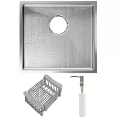 Кухонная мойка Schtoff Undermount Best Decor Silver 4545, коландер KR-1 GREY, дозатор SD-1 SILVER, комплект