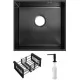 Кухонная мойка Schtoff Undermount Best Decor Black 4545, коландер KR-1 BLACK, дозатор SD-1 BLACK, комплект