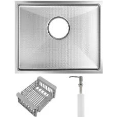 Кухонная мойка Schtoff Undermount Best Decor Silver 5545, коландер KR-1 GREY, дозатор SD-1 SILVER, комплект