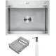 Кухонная мойка Schtoff Best Silver 6050, коландер KR-1 GREY, дозатор SD-1 GREY, комплект 