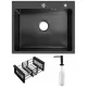 Кухонная мойка Schtoff Best Decor Black 6050, коландер KR-1 BLACK, дозатор SD-1 BLACK, комплект