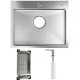Кухонная мойка Schtoff Best Decor Silver 6050, коландер металл K-1 BLACK, дозатор SD-1 SILVER, комплект 