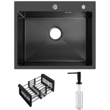 Кухонная мойка Schtoff Best Decor Black 5550, коландер KR-1 BLACK, дозатор SD-1 BLACK, комплект