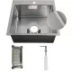Кухонная мойка Schtoff Best Decor Silver 5050, коландер металл K-1 BLACK, дозатор SD-1 SILVER, Комплект