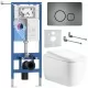 Унитаз с инсталляцией Roxen StounFix Dual Fresh 6 в 1 968520 с унитазом Martin 530220-02 и клавшей смыва Steel 420260G оружейная сталь