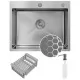 Кухонная мойка Schtoff Best Decor Silver 5550, коландер KR-1 GREY, дозатор SD-1 GREY, комплект