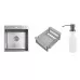Кухонная мойка Schtoff Best Decor Silver 4550, коландер KR-1 GREY, дозатор SD-1 GREY, комплект