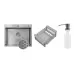 Кухонная мойка Schtoff Best Decor Silver 5550, коландер KR-1 GREY, дозатор SD-1 GREY, комплект