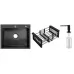 Кухонная мойка Schtoff Best Decor Black 6050, коландер KR-1 BLACK, дозатор SD-1 BLACK, комплект 