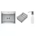 Кухонная мойка Schtoff Best Premium Silver 5550, коландер KR-1 GREY, дозатор SD-1 GREY, комплект